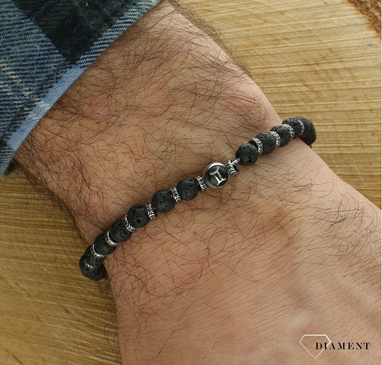 Bransoletka męska Lawa wulkaniczna i znak zodiaku Bliźnięta NOMINATION 027928 003.jpg